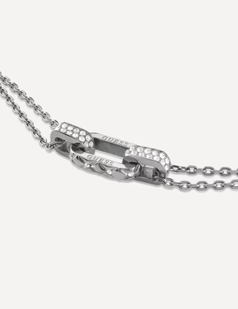 Matelasse Pave Double Chain Necklace