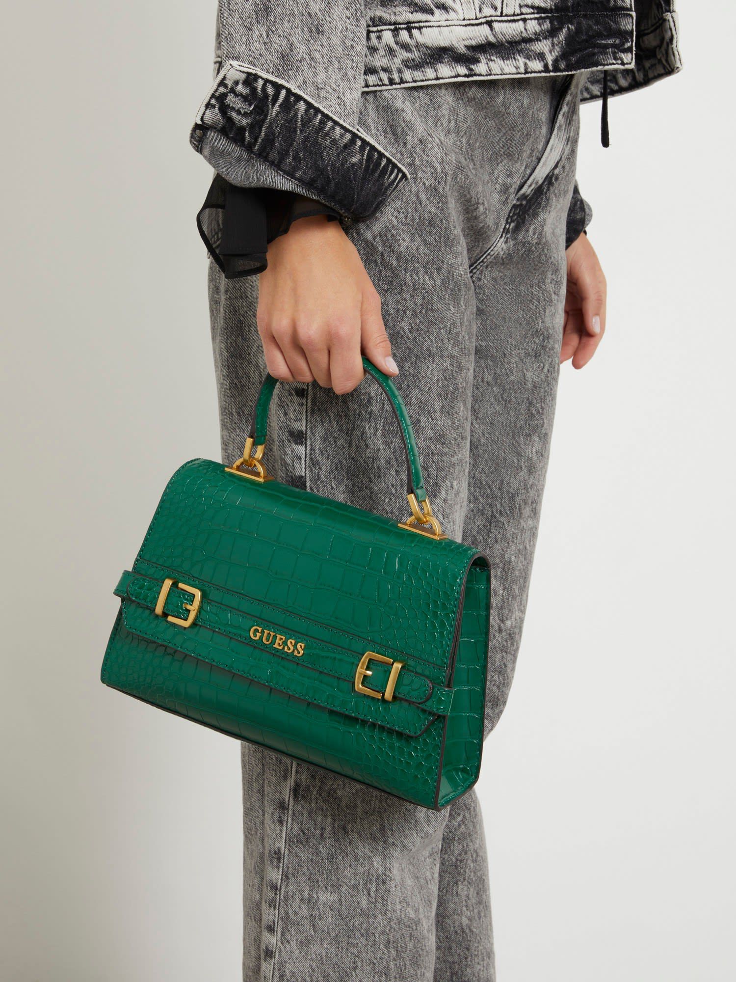 Shop GUESS Online Sestri croc print handbag