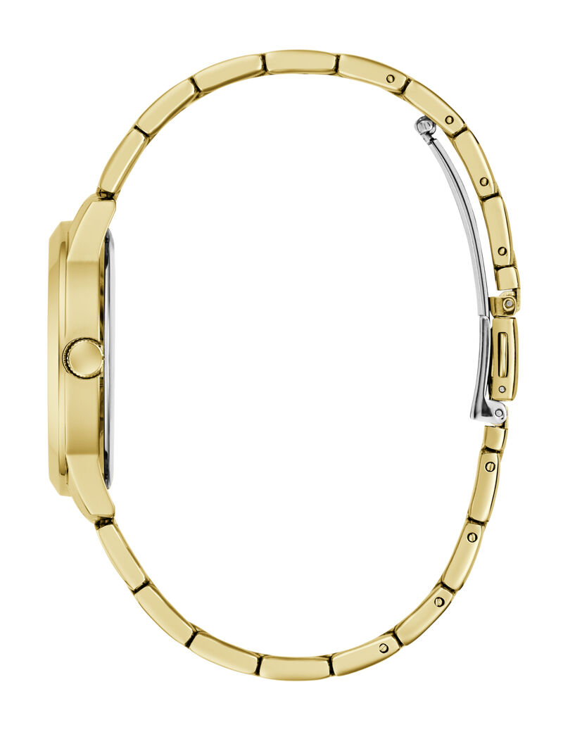 guess ladies yellow gold tone round analog watch