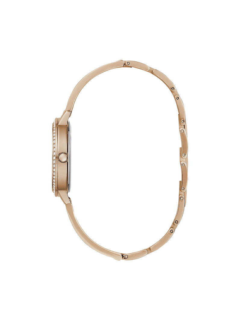 ساعة تناظرية باللون الذهبي الوردي