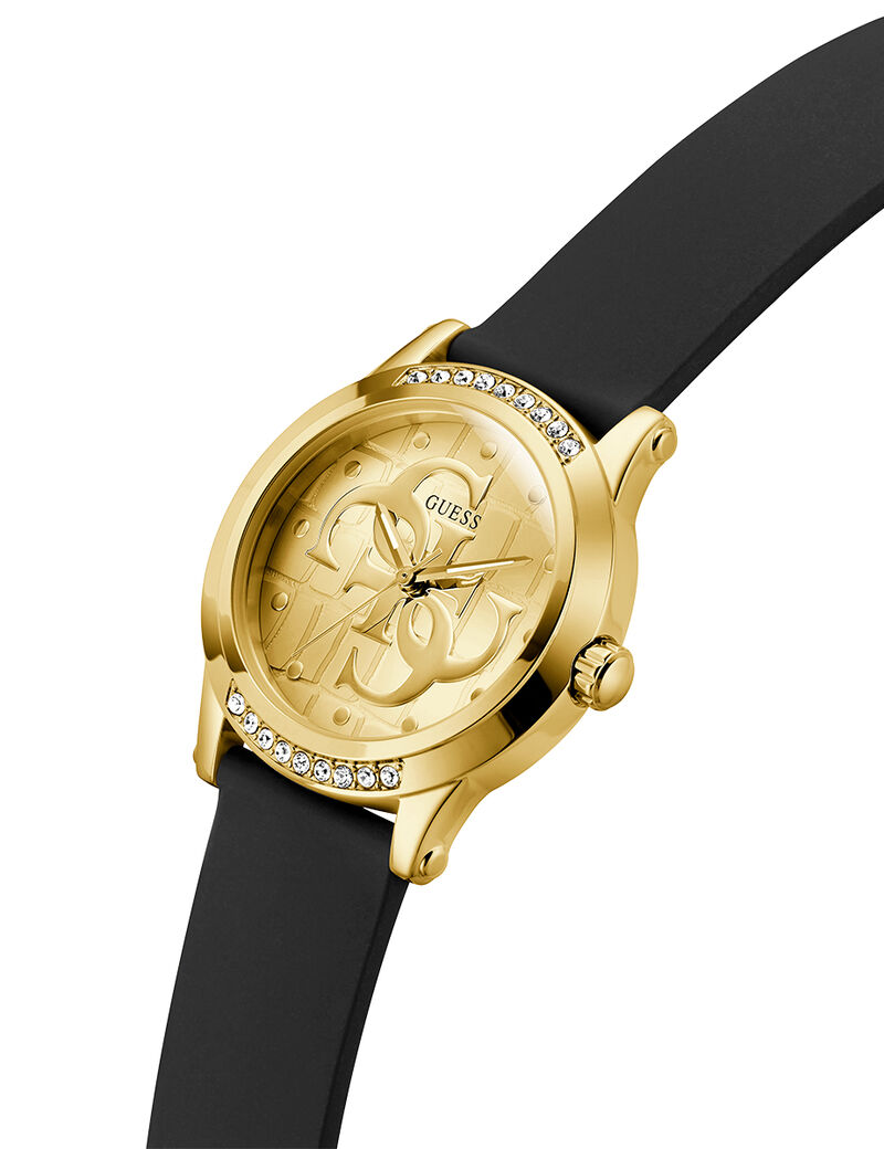 guess ladies black gold tone analog watch