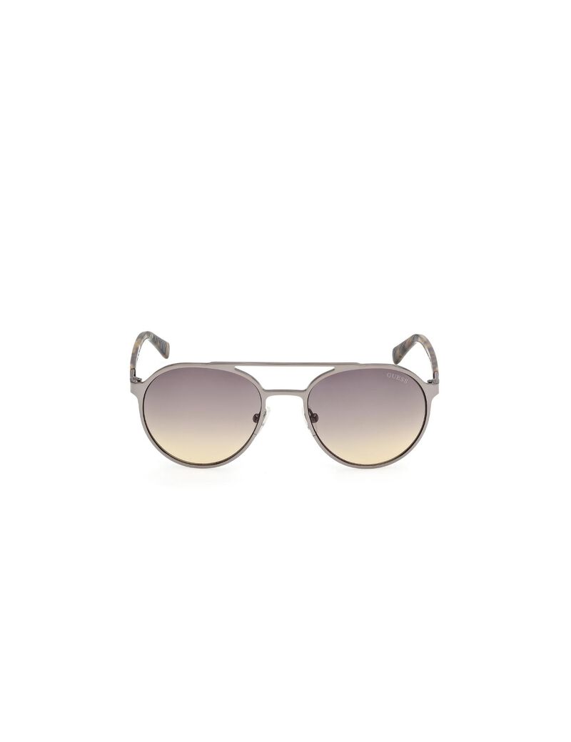 Round matte gunmetal gradient smoke sunglasses