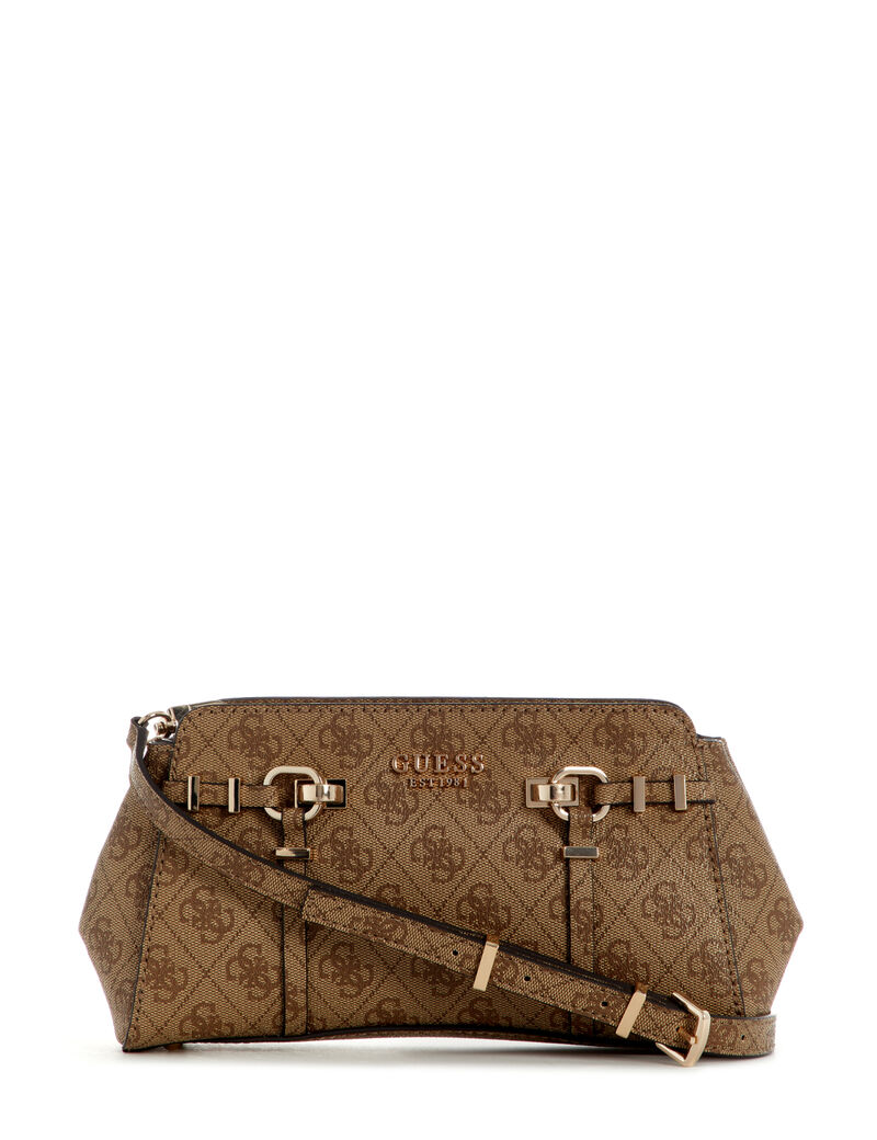 Shop GUESS Leona Logo Crossbody Bag, Brown | GUESS UAE