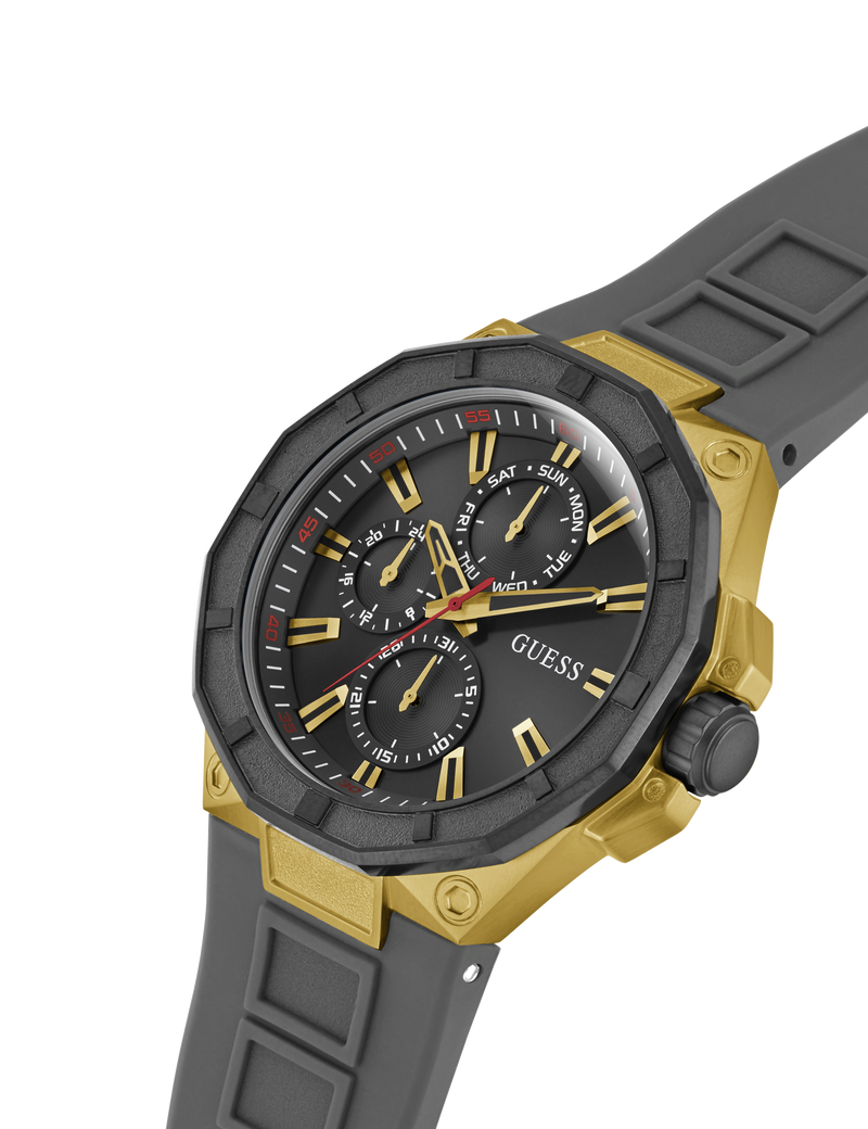 Mens Gray Gold Tone Multi-function Watch