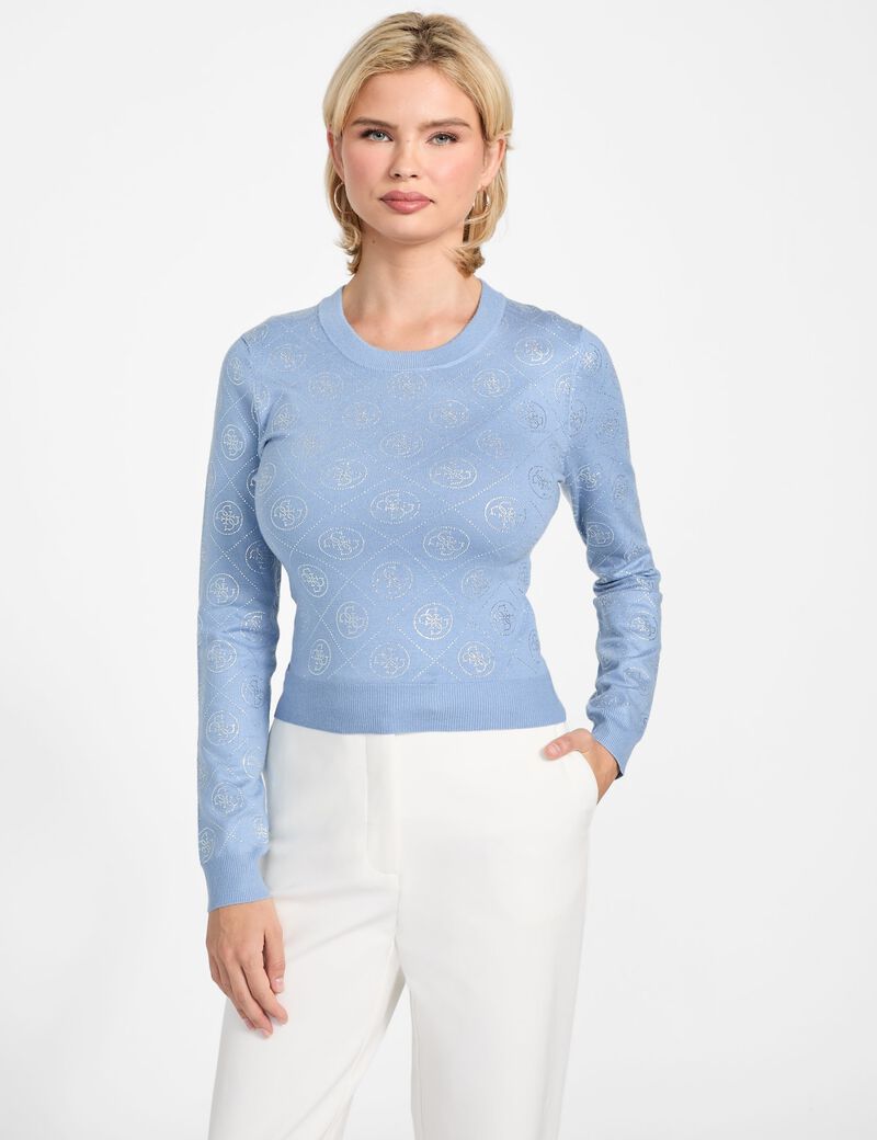 Logo rhinestones sweater