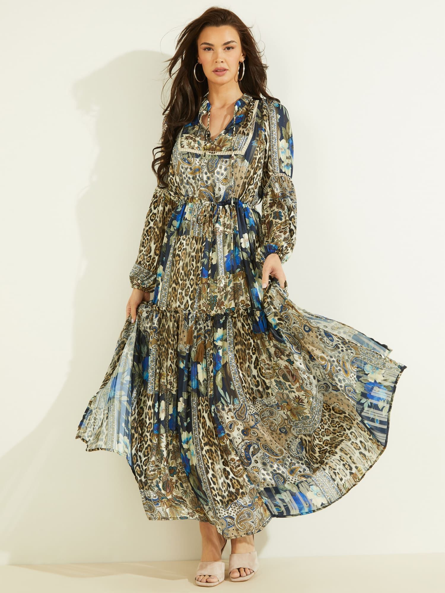 Shop GUESS Online All Over Print Long Dress