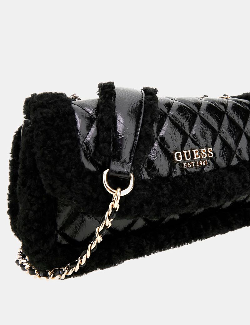 guess cristi faux fur mini crossbody bag