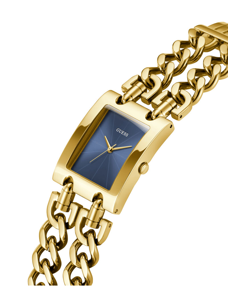 Ladies Yellow Gold Tone Rectangle Analog Watch