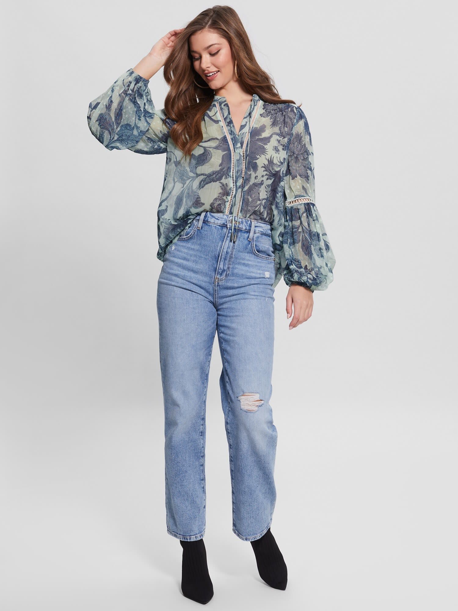 LapaPlus Summer Plus Size Tops For Women Sequins Lantern Short Sleeve Criss Cross Pullover Blouse
