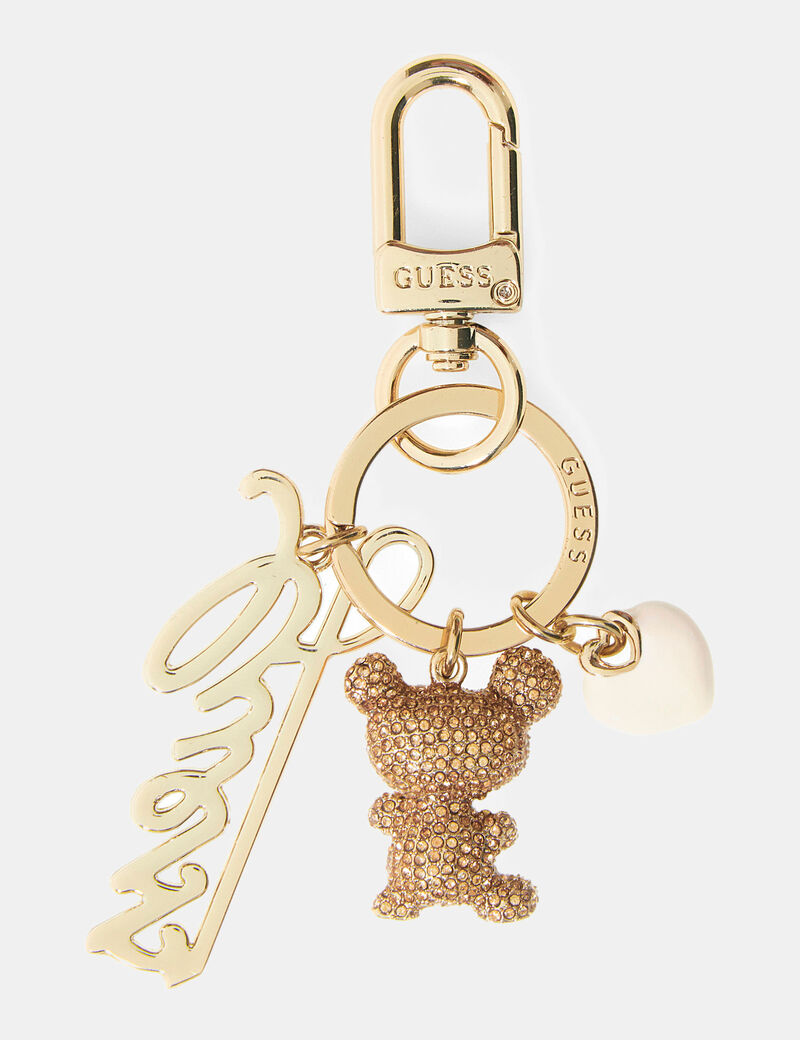 guess logo script teddy keychain