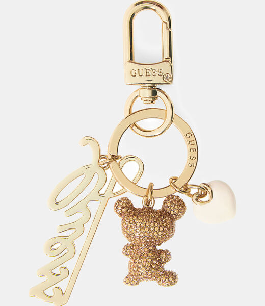 guess logo script teddy keychain
