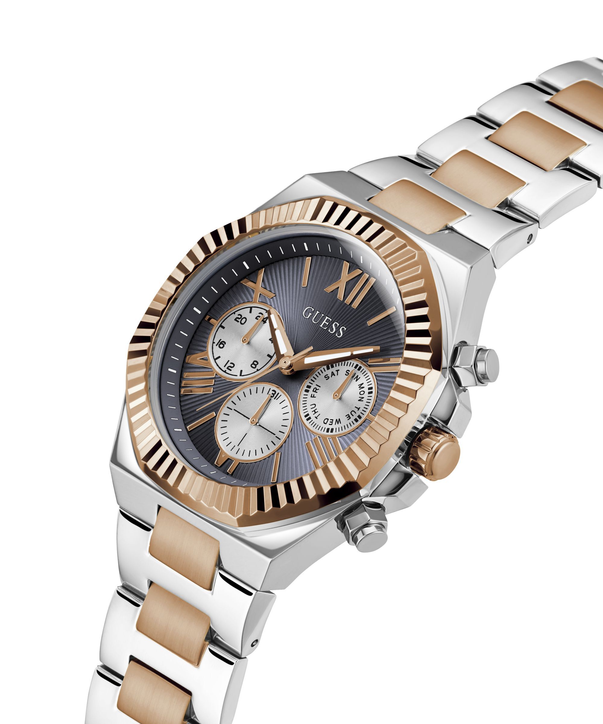 Shop GUESS Online 2 Tone Quartz Analog Recycled Steel Watch