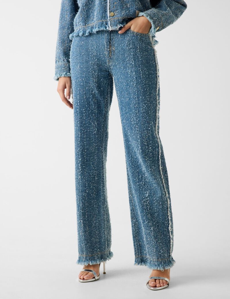 Wide-leg tweed jeans