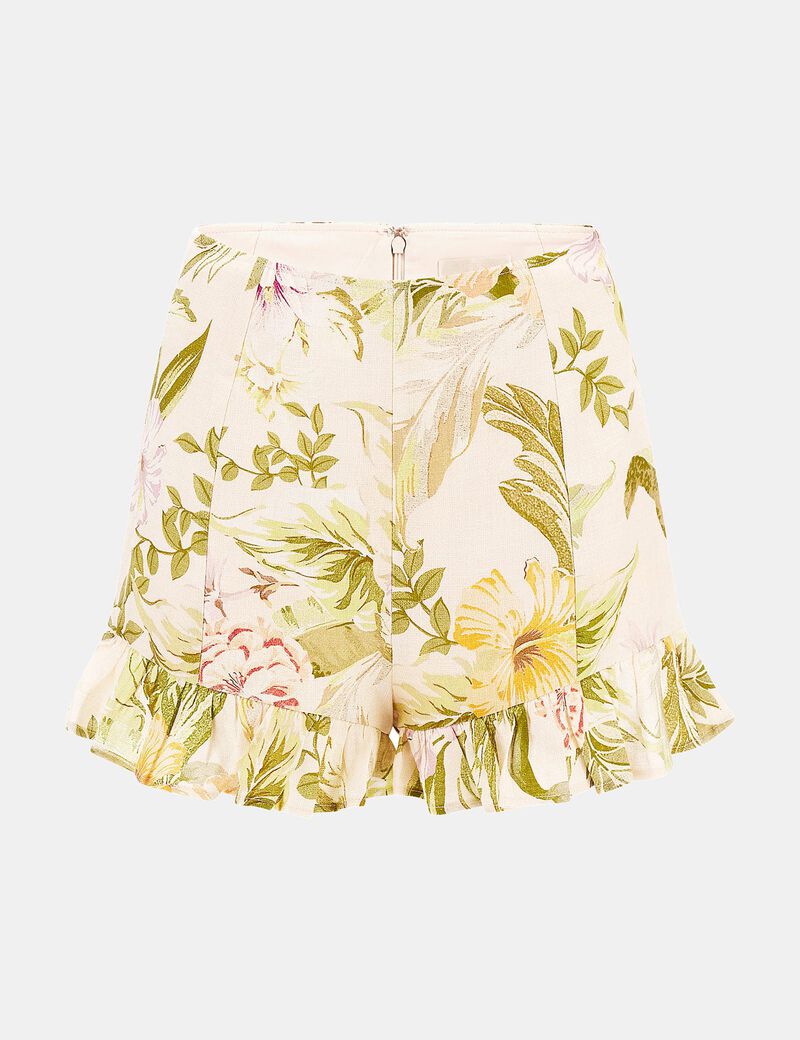 Floral print linen shorts