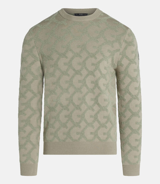 Embossed jacquard logo sweater