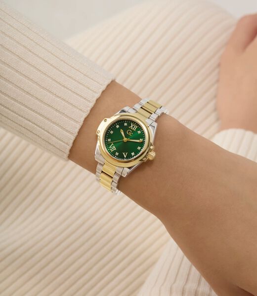 Gc Sportchic Women S 763 Mvmt Green Dail 10 Amt Silver Yellow Gold Stainless Steel Brct