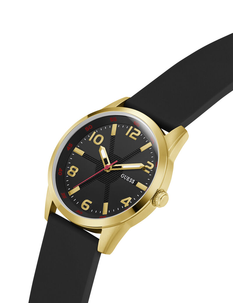 Mens Black Gold Tone Analog Watch