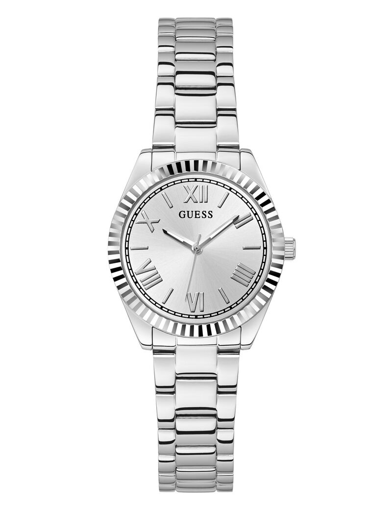 ساعة تناظرية من الفولاذ المقاوم للصدأ