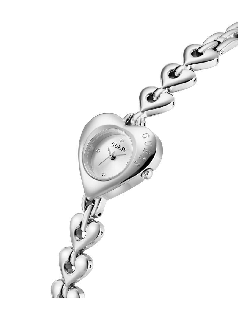 Ladies Silver Tone Heart Analog Watch