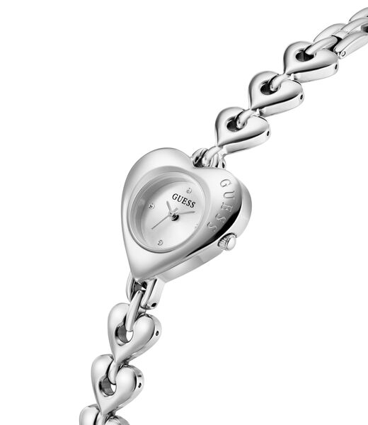 Ladies Silver Tone Heart Analog Watch