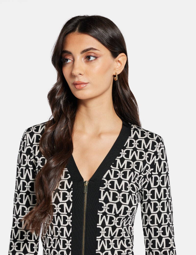Allover jacquard long sleeve cardigan