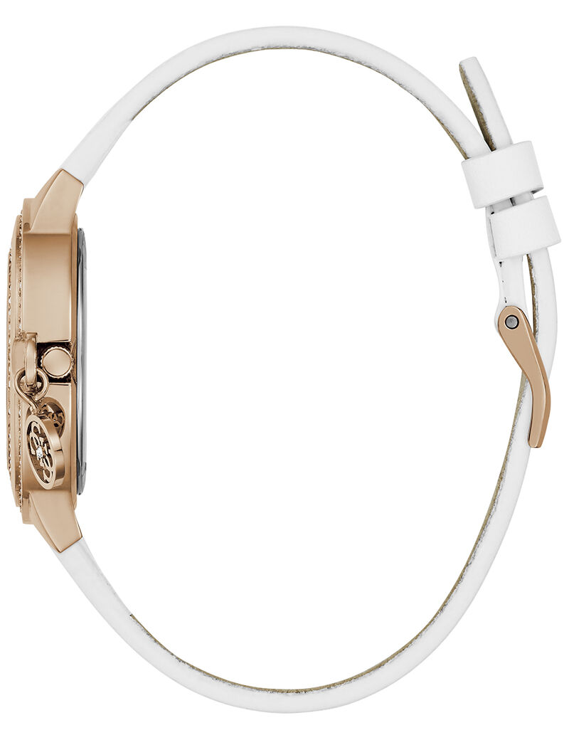Ladies White Rose Gold Tone Analog Watch