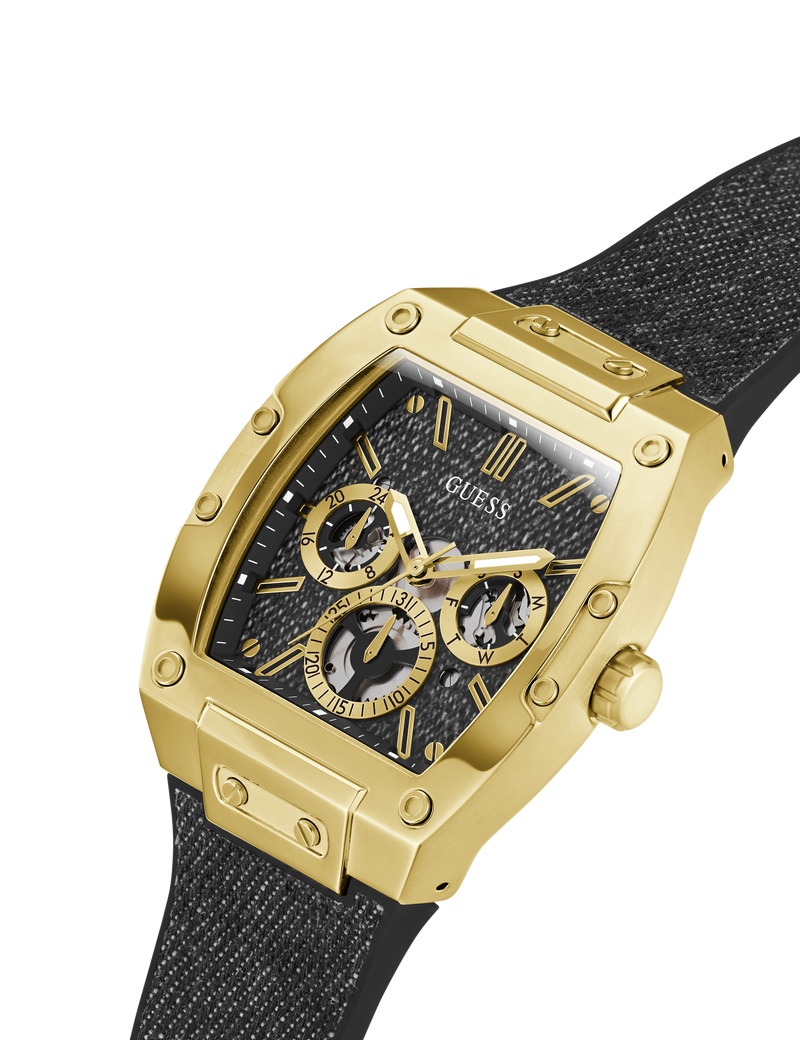 جيس mens black gold tone multi function watch
