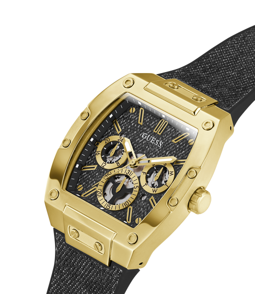 Mens Black Gold Tone Multi-function Watch