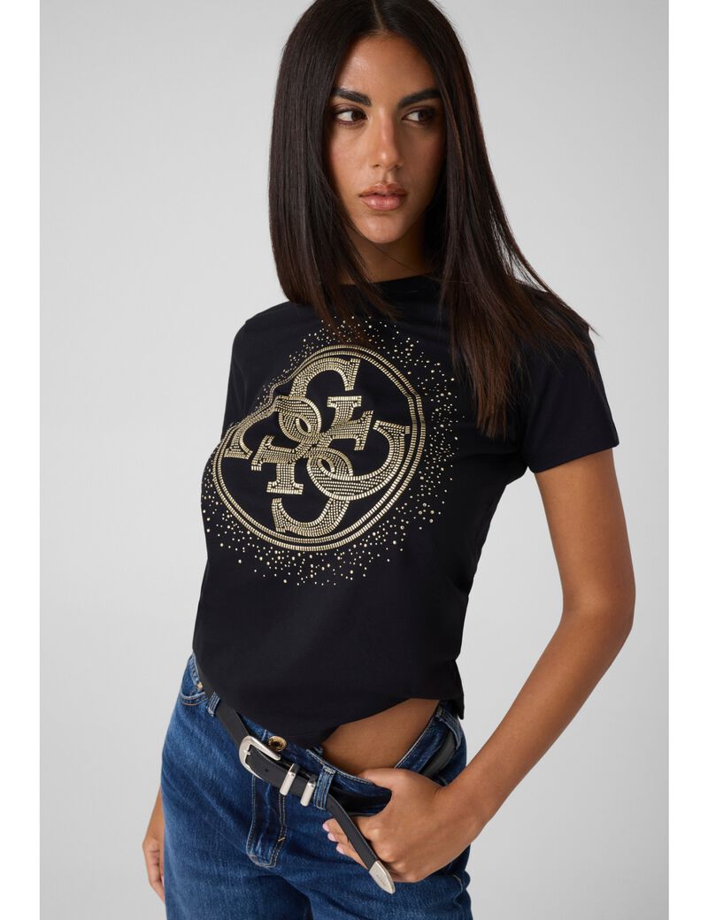 guess round 4g logo printed tshirt