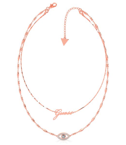 Double Chain Rose Gold Logo Necklace