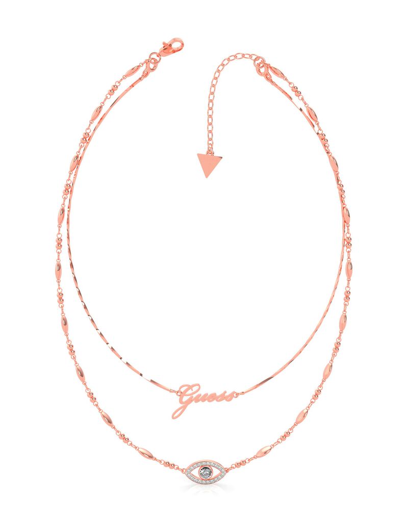 Double Chain Rose Gold Logo Necklace
