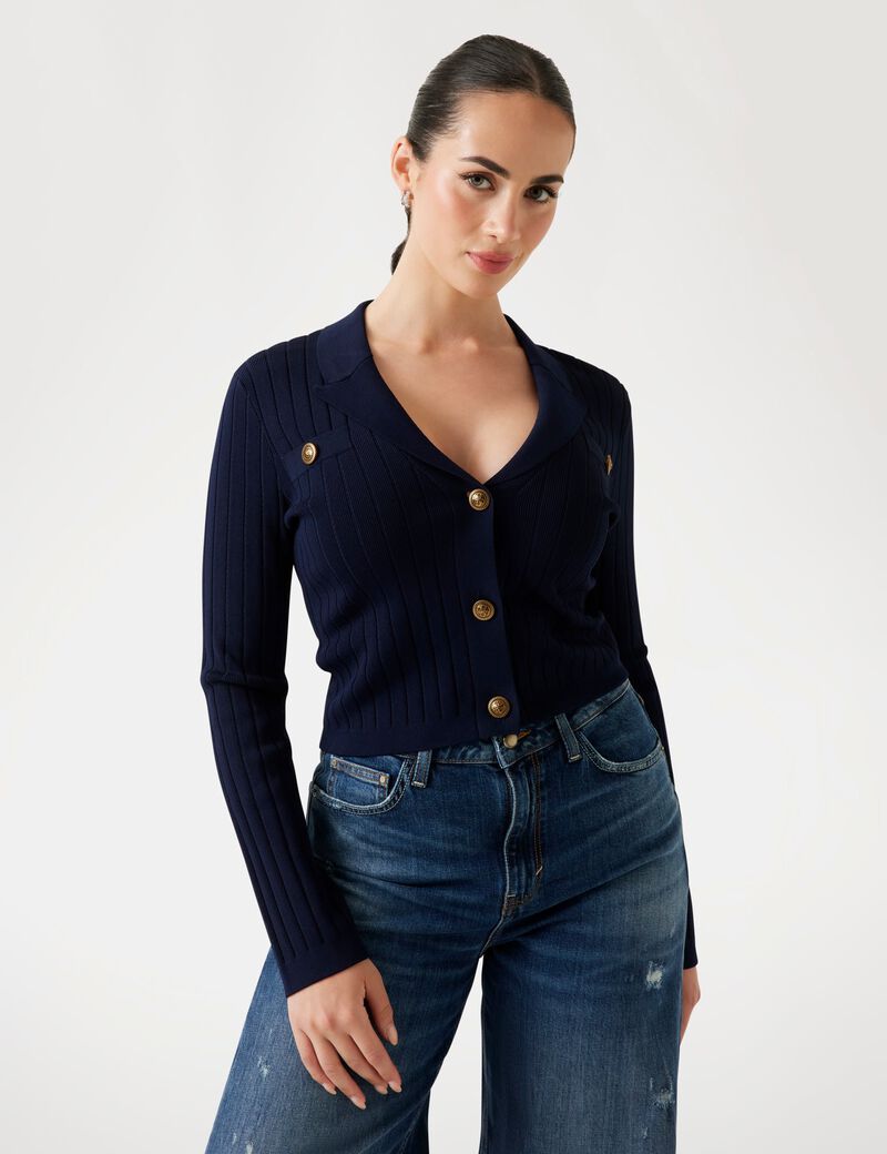 Rib-knit cardigan jacket