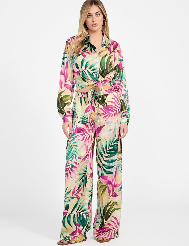 guess cropped satin shirt