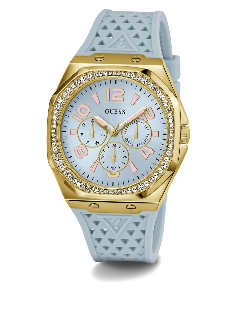 ساعة كوارتز تناظرية من السيليكون باللون الأزرق