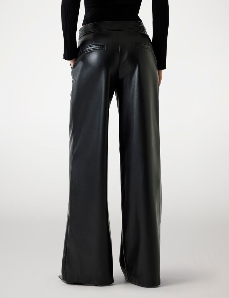 guess marciano faux leather wide leg pants