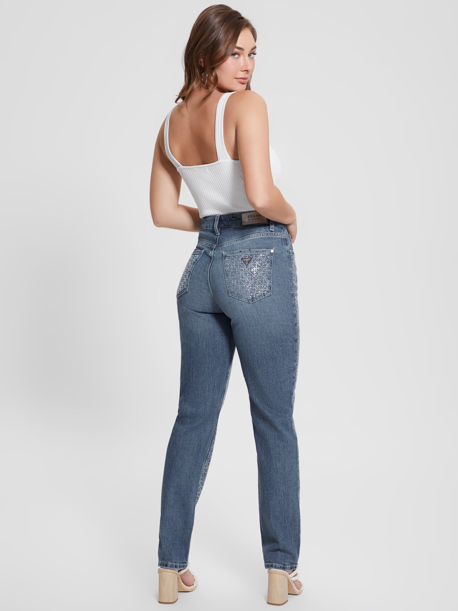Guess jeans with rhinestones deals