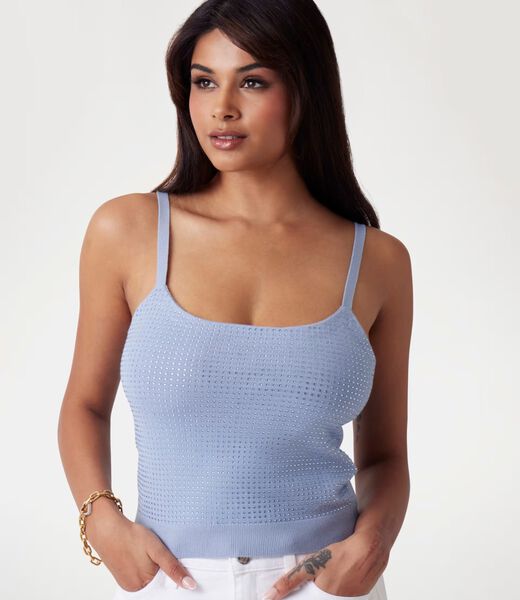 Rhinestones cropped tank top