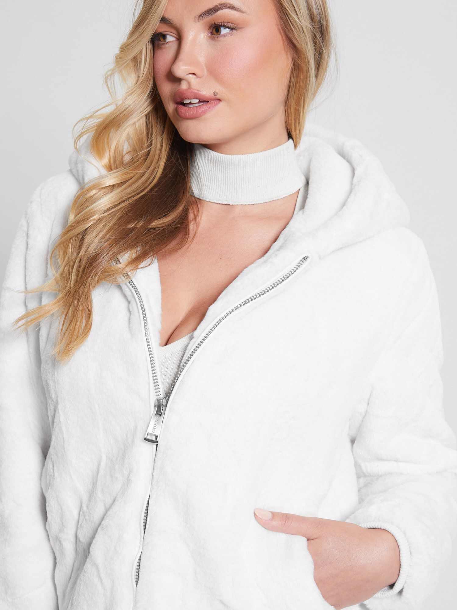 Guess faux fur trim jacket clearance