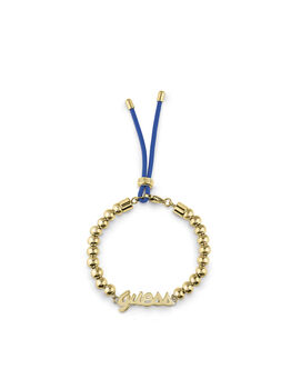 Gold Blue Cord Logo Bracelet