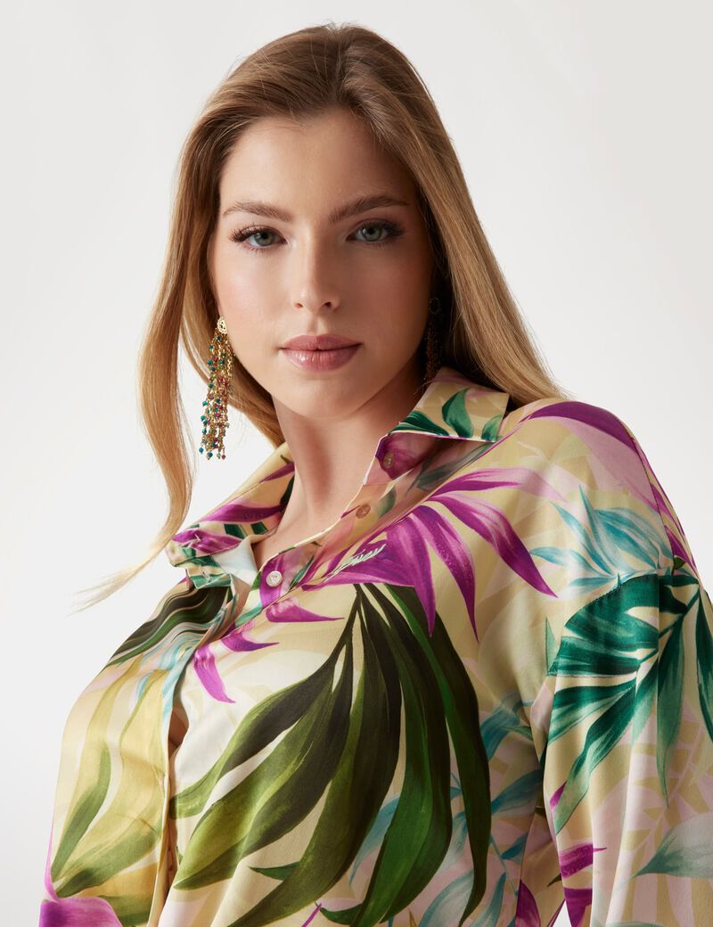 guess cropped satin shirt