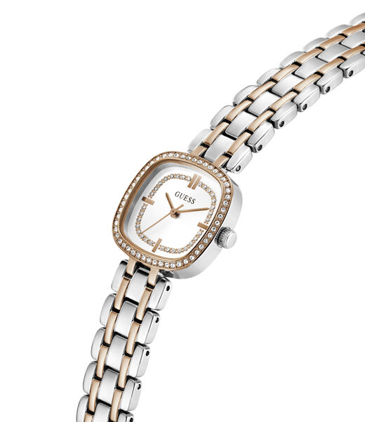 Ladies 2T Silver/Rose Gold Tone Square Analog Watch