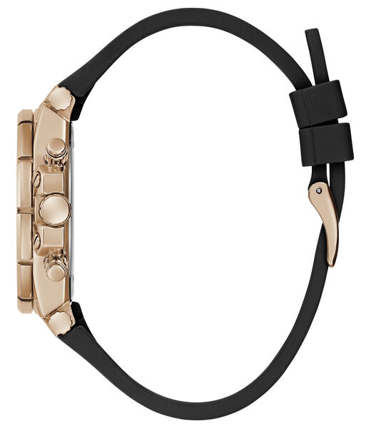 Black Quartz Analog Genuine leather/Silicone Watch