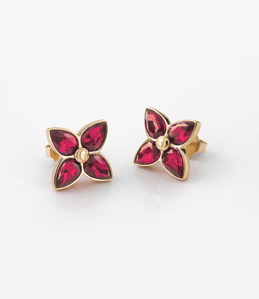 9Mm Flower Ruby Yellow Gold