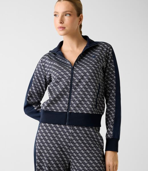 Printed logo full-zip sweater