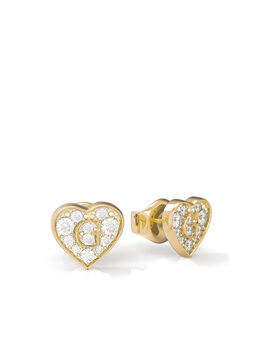 Gold Heart Logo Stud Earrings