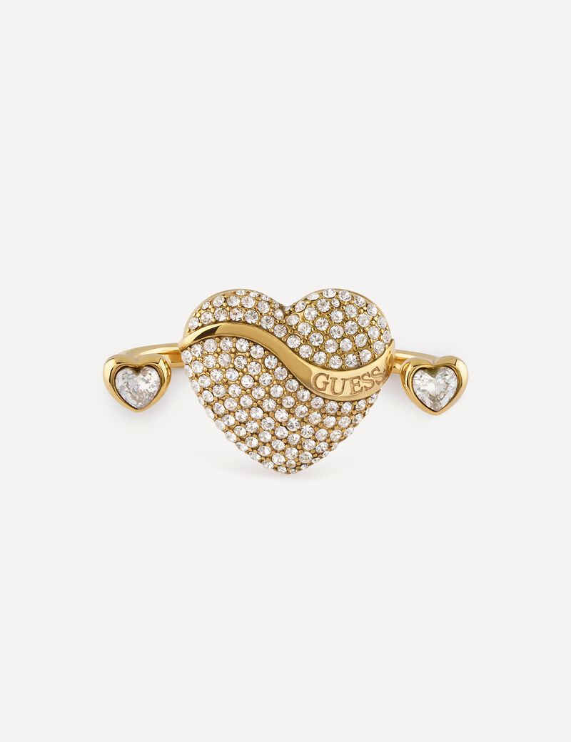 خاتم مزدوج على شكل قلوب من الكريستال مقاس 25 مم