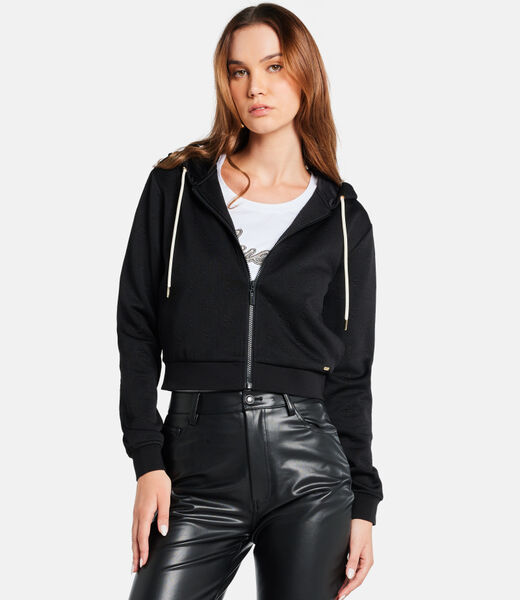 هودي بسحاب كامل وشعار على كامل التصميم