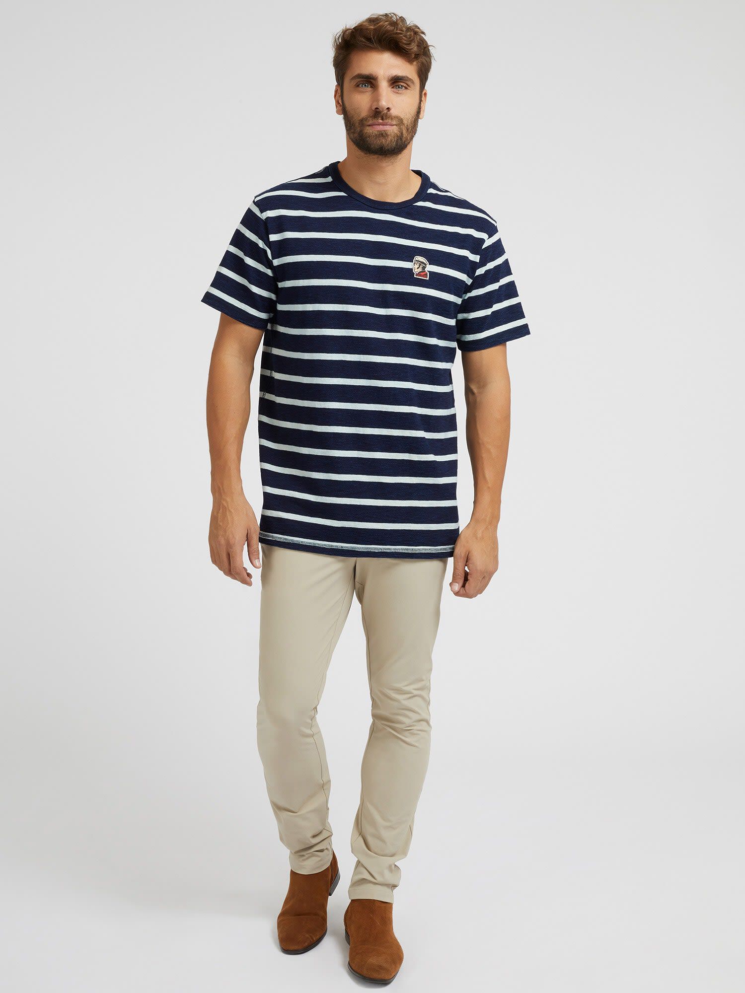 Guess jeans striped online t shirt mens