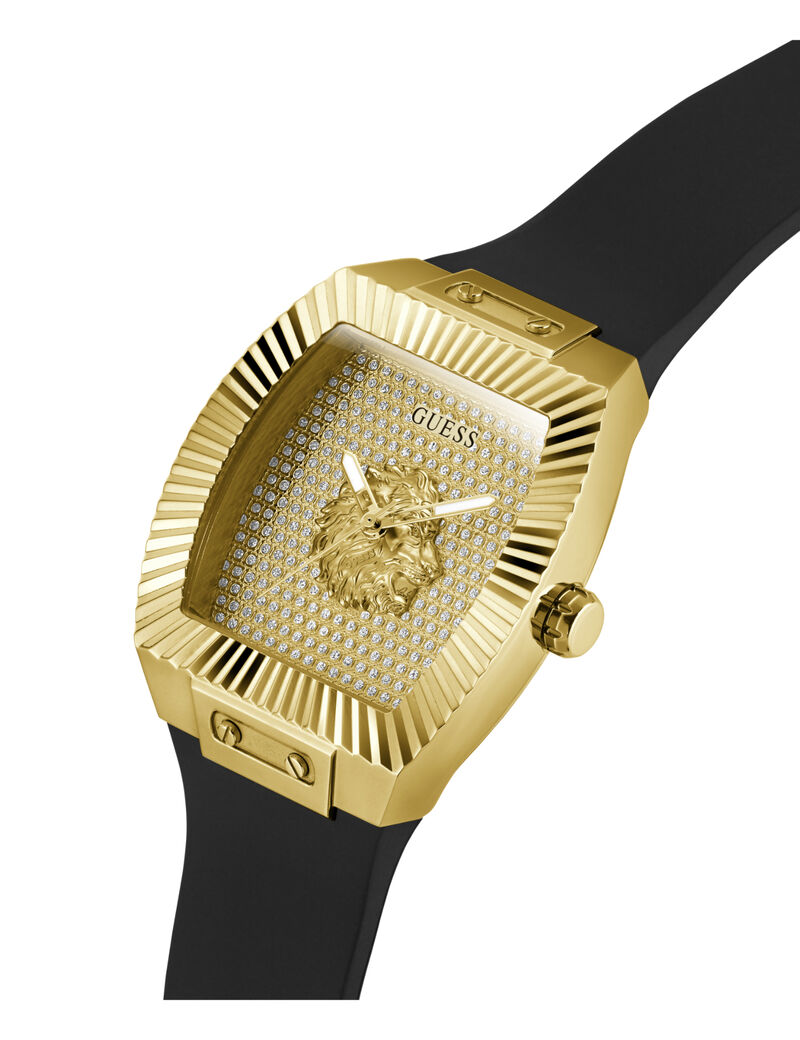 Mens Yellow Gold Tone Rectangle Analog Watch