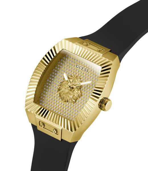 Mens Yellow Gold Tone Rectangle Analog Watch